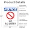 Signmission No Re-Entry OSHA Notice Sign, Aluminum, 18in W x 24in L, 2PK OS-2PACK-NS-A-1824-V-14771 - alternate 2